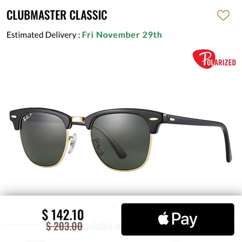 Ray Ban SunGlasses Black/Gold
